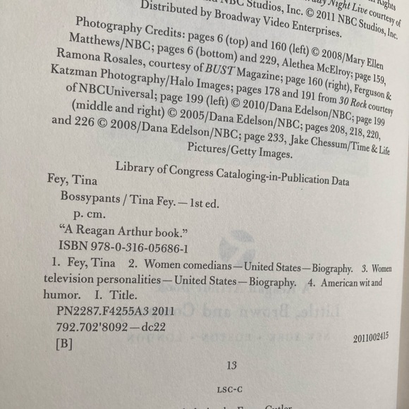First Edition Bossypants by Tina Fey - First Edition - Hardcover 2011 - Picture 11 of 16